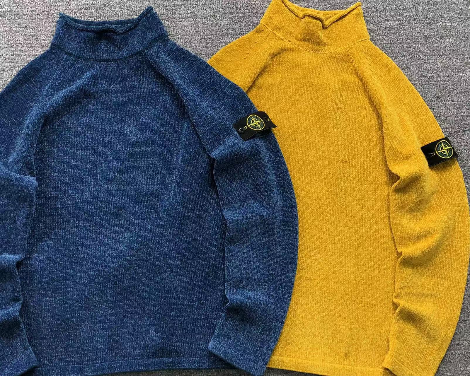 Stone Island Turtleneck Sweater (Blue and Yellow)