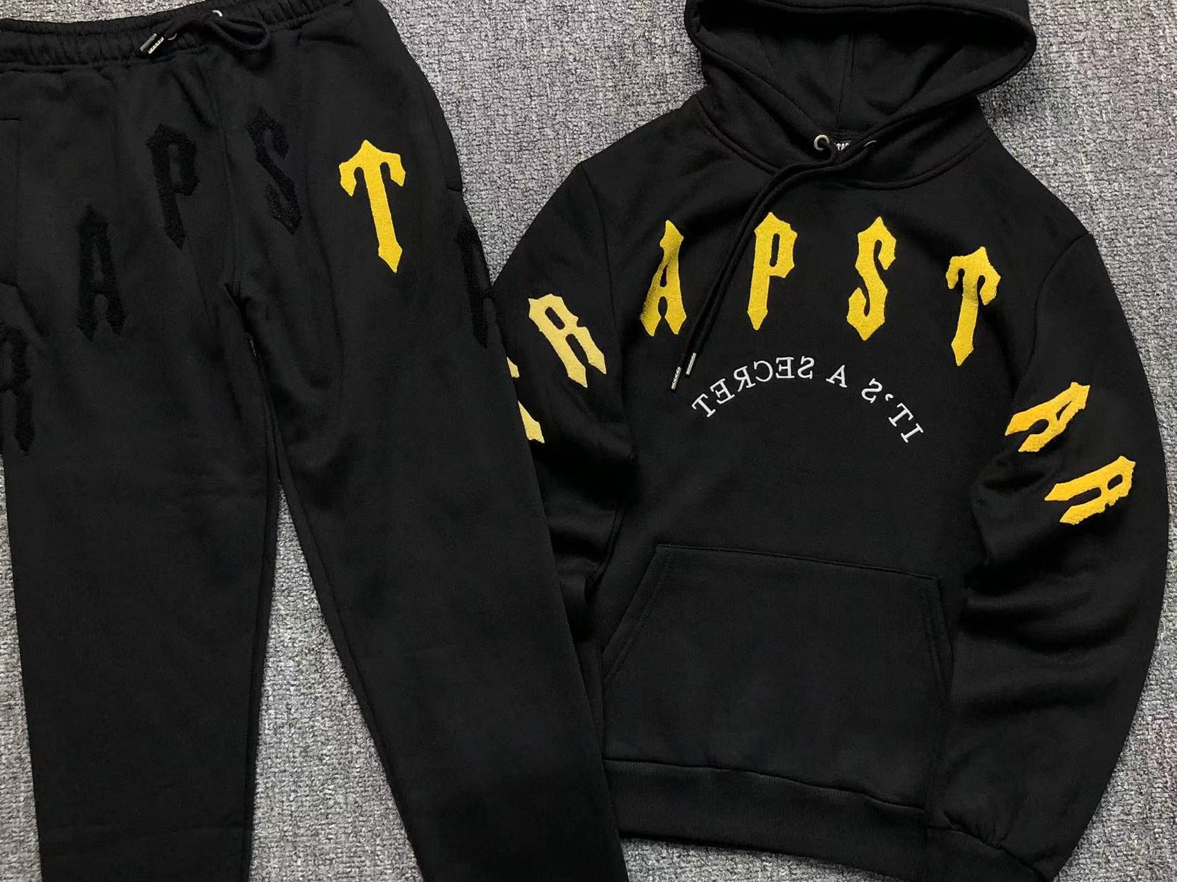 Trapstar Black and Yellow Hoodie and Pants Set