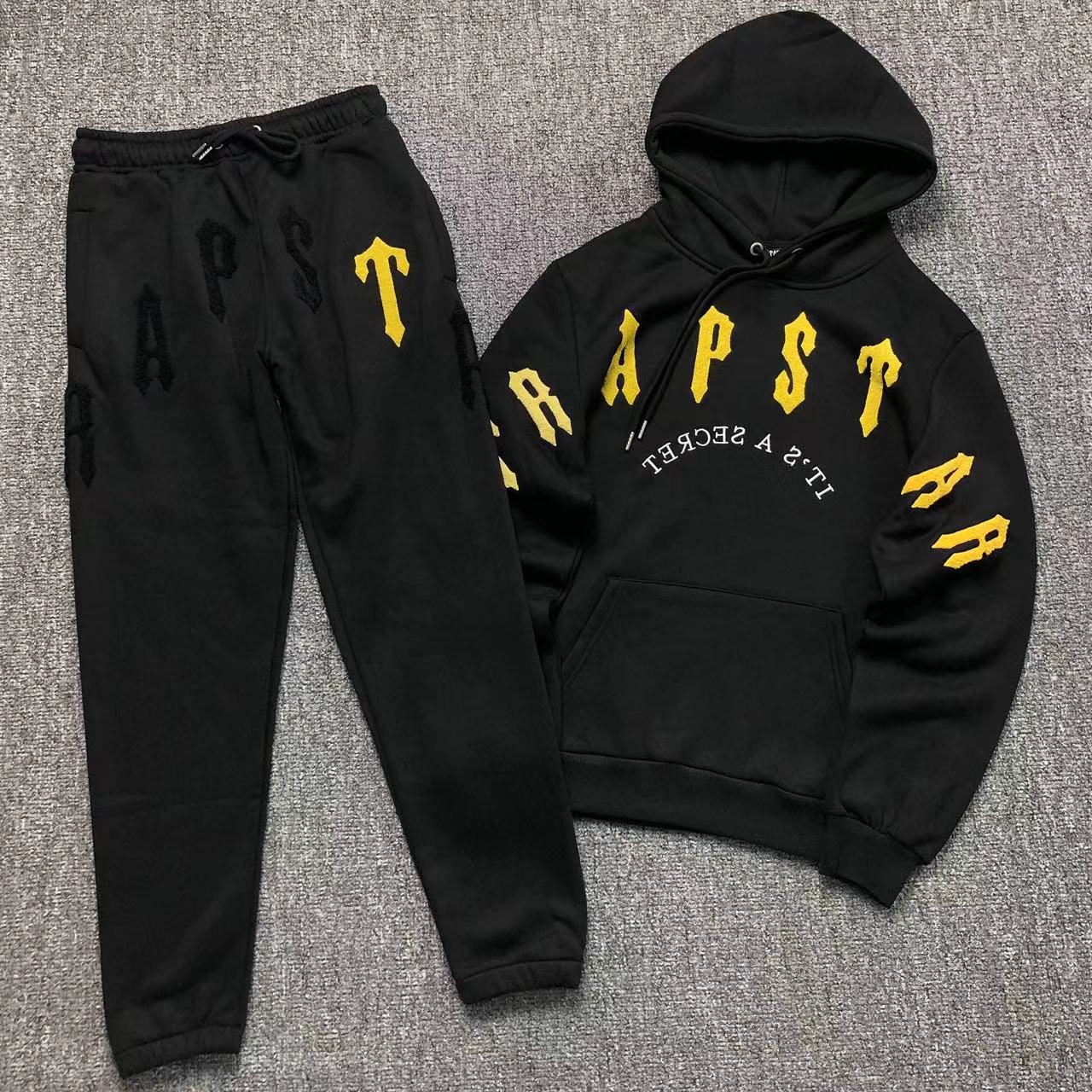 Trapstar Black and Yellow Hoodie and Pants Set