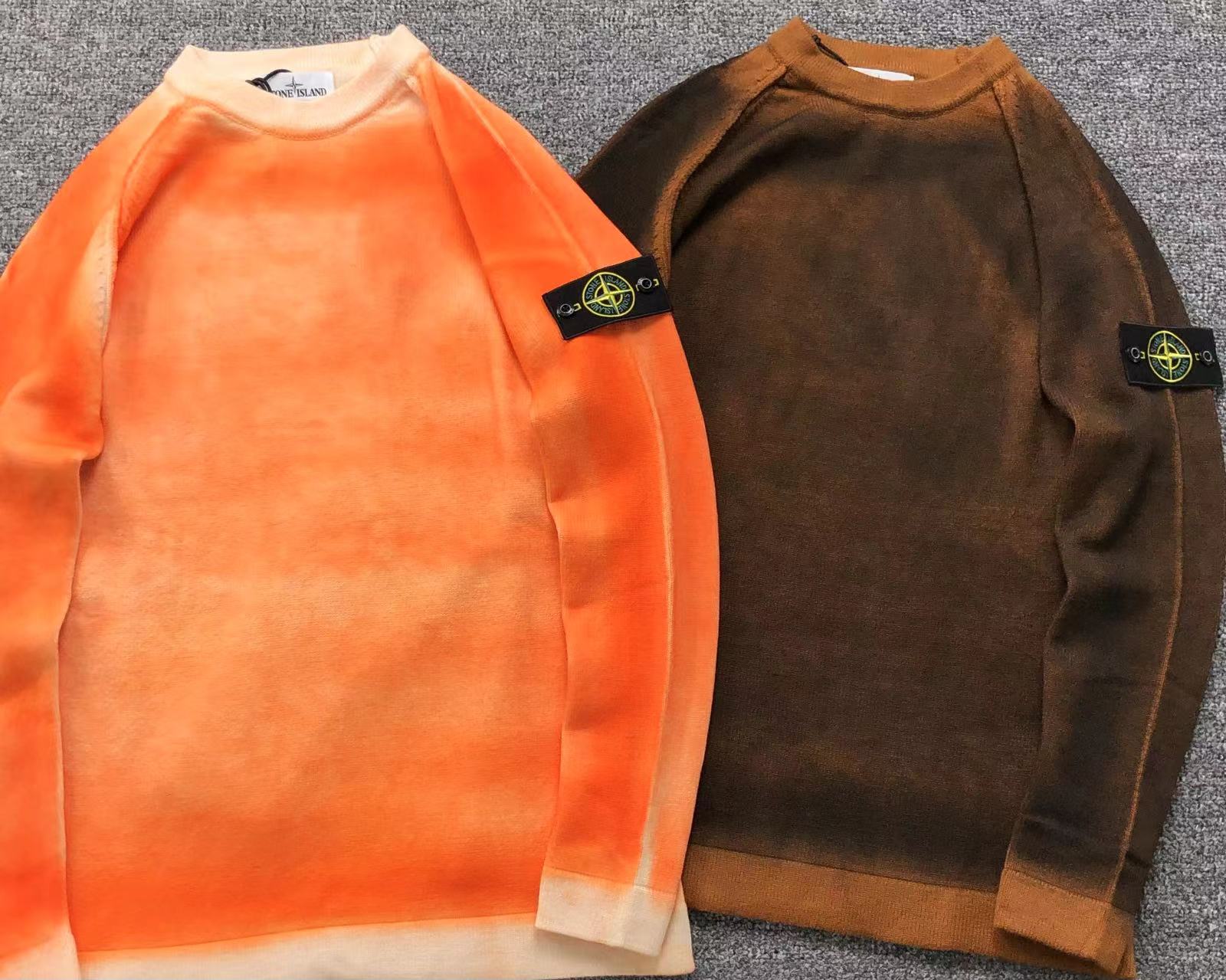 Stone Island Long Sleeve Sweater (Orange and Dark Brown)