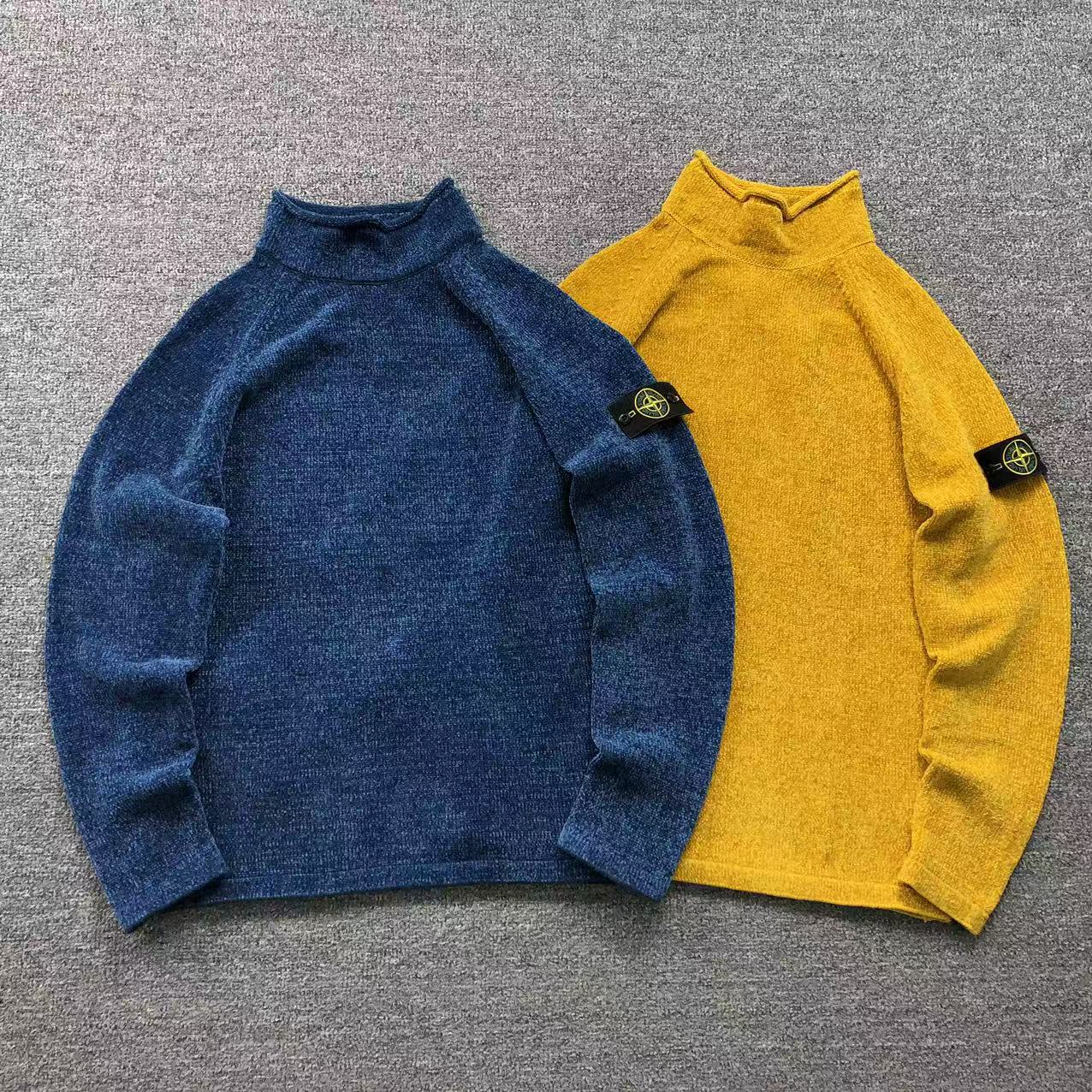 Stone Island Turtleneck Sweater (Blue and Yellow)