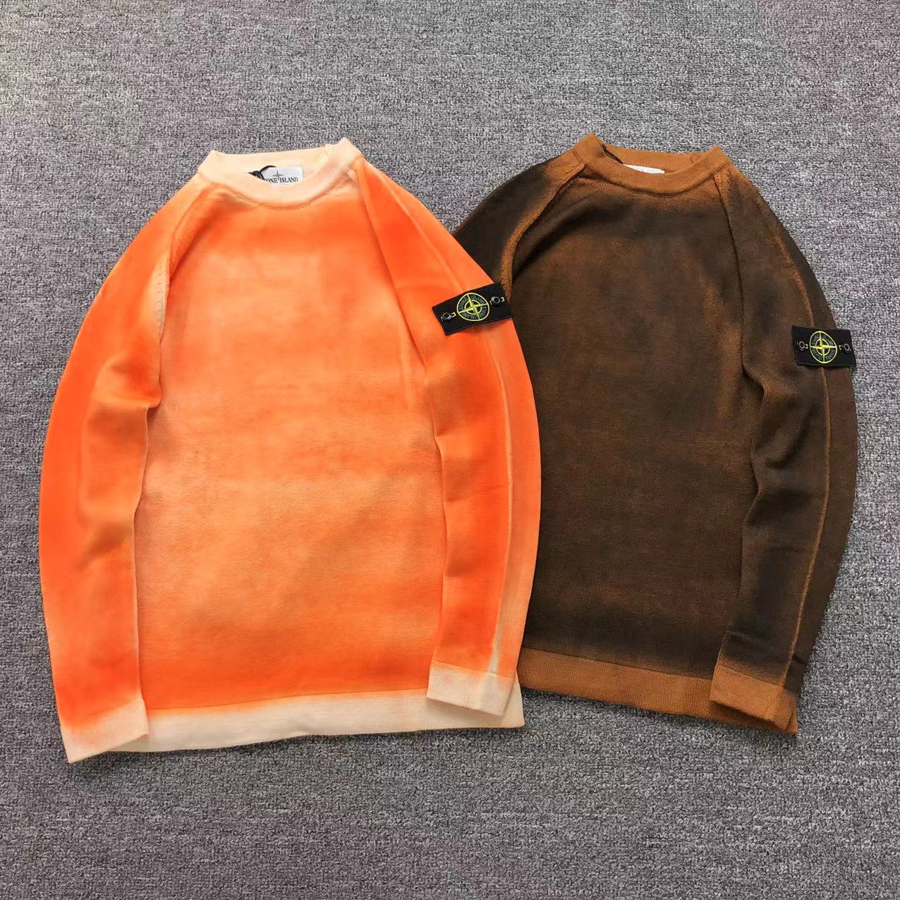 Stone Island Long Sleeve Sweater (Orange and Dark Brown)