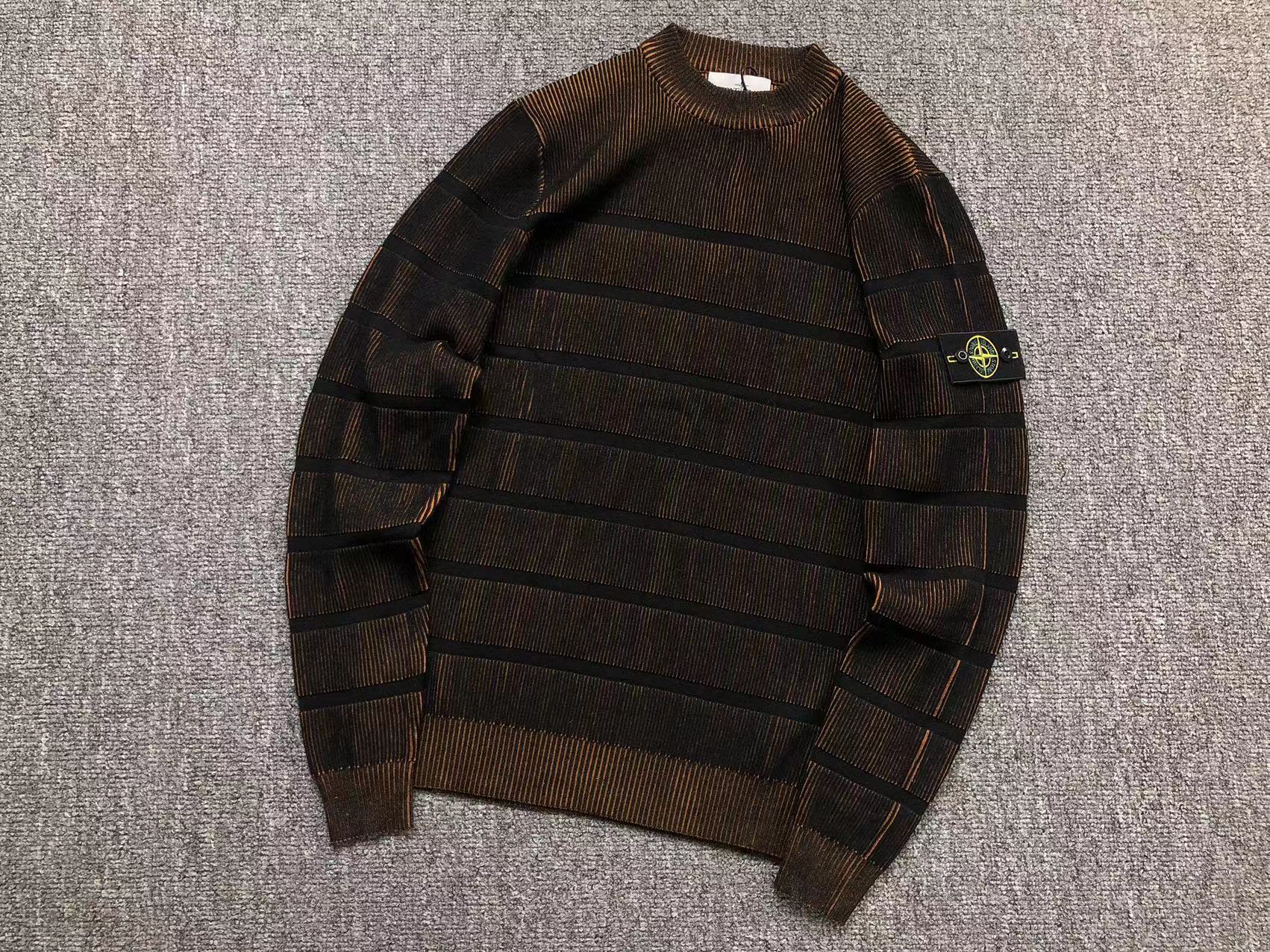 Stone Island Long Sleeve Sweater (Silver and Brown)