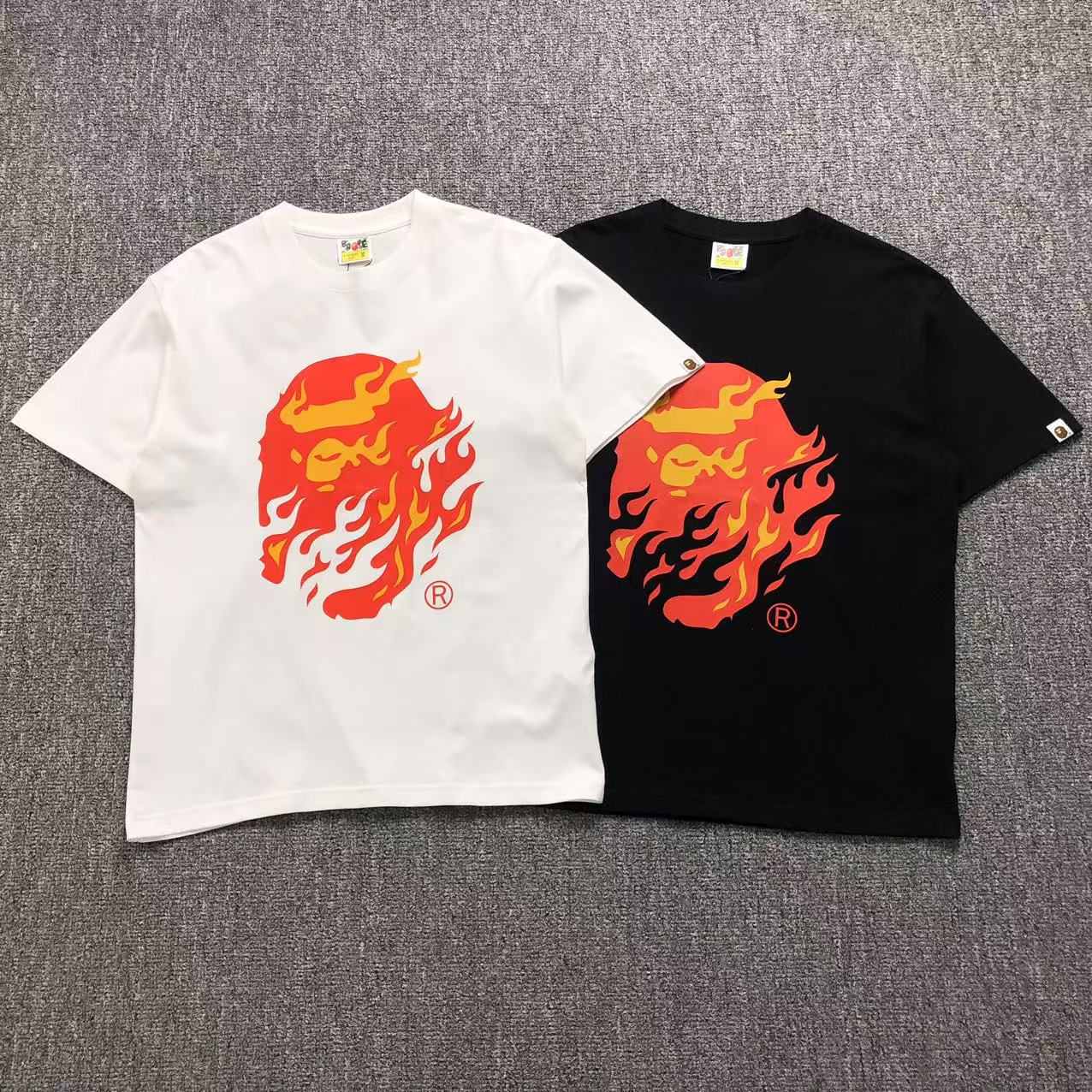 Bape Flaming T-Shirt (Black and White)